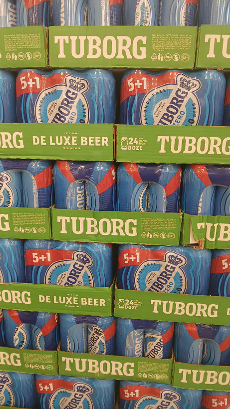 آبجو بدون الکل توبورگ 500 میل بسته 24 عددی - Tuborg Zero Tuborg Zero Lager Beer