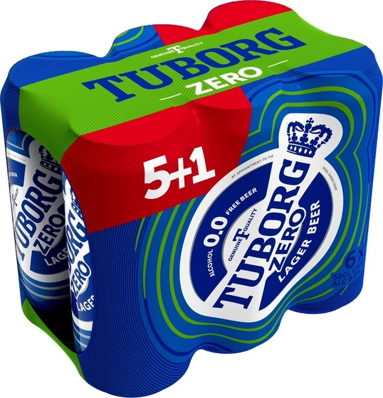 آبجو بدون الکل توبورگ 500 میل بسته 6 عددی - Tuborg Zero