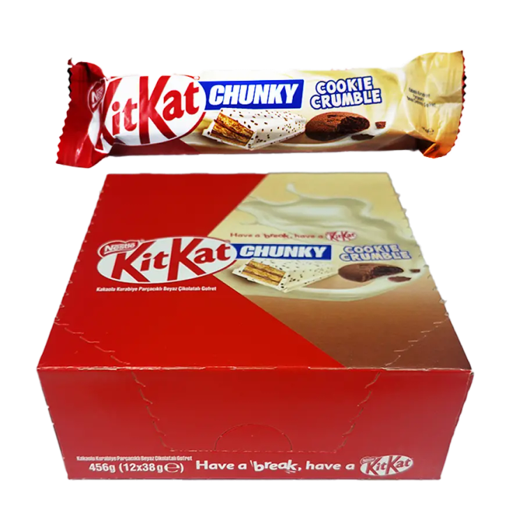 ویفر شکلاتی کیت کت چانکی 38 گرمی (kit kat chunky) با تکه های کوکی کرامبل 12 عددی