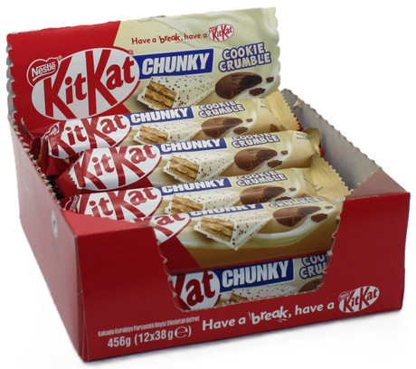 ویفر شکلاتی کیت کت چانکی 38 گرمی (kit kat chunky) با تکه های کوکی کرامبل 12 عددی