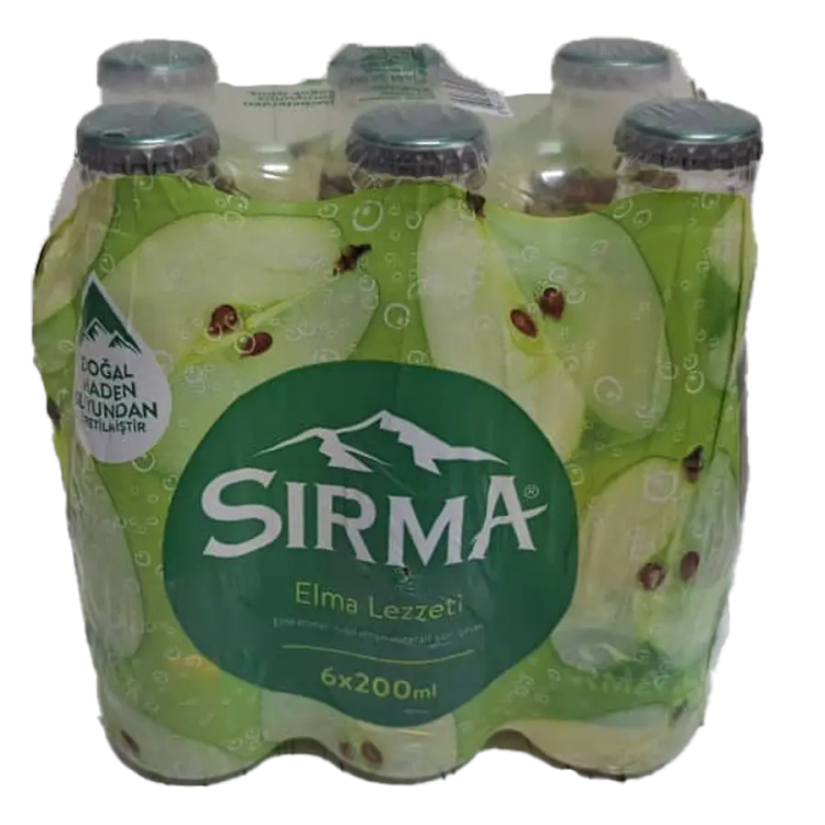 نوشیدنی آب معدنی طعمدار سیرما با طعم سیب 200 میلیلیتر (Sirma Flavoured Water Apple) بسته 24 عددی