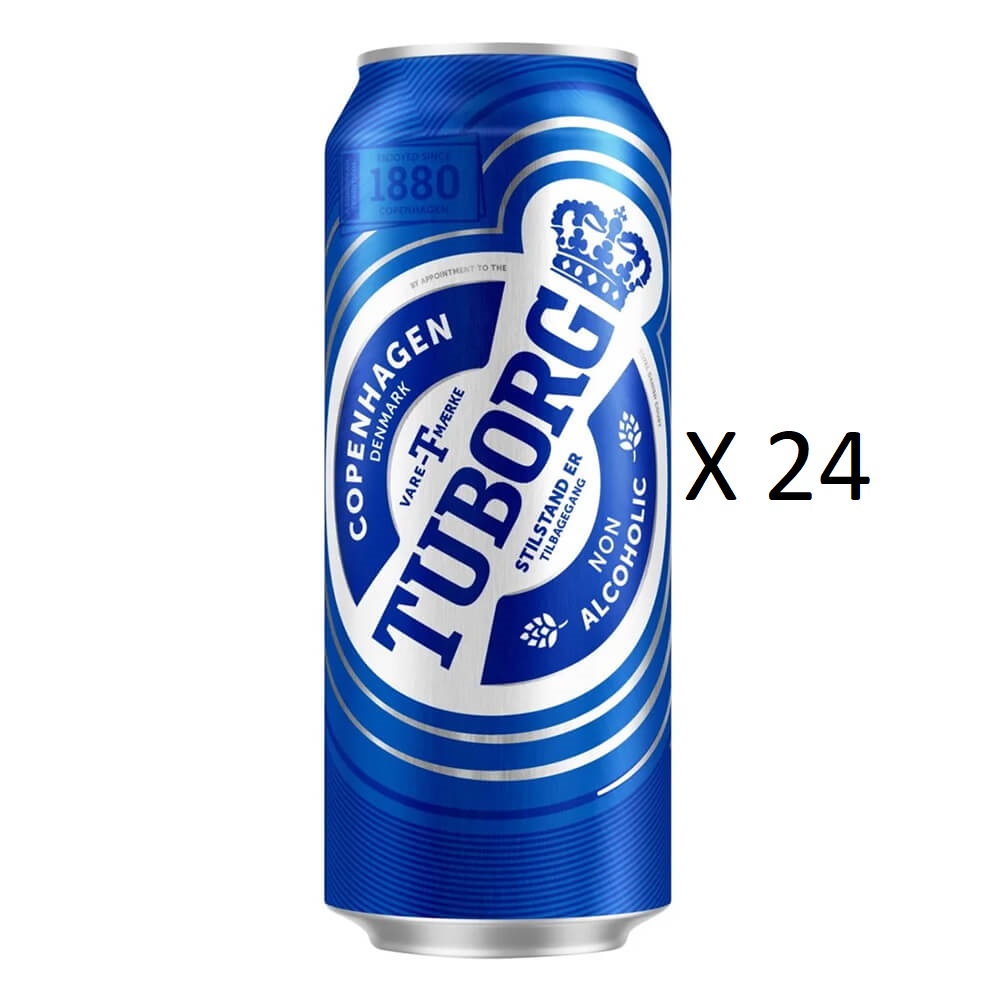آبجو بدون الکل توبورگ 500 میل بسته 24 عددی - Tuborg Zero Tuborg Zero Lager Beer